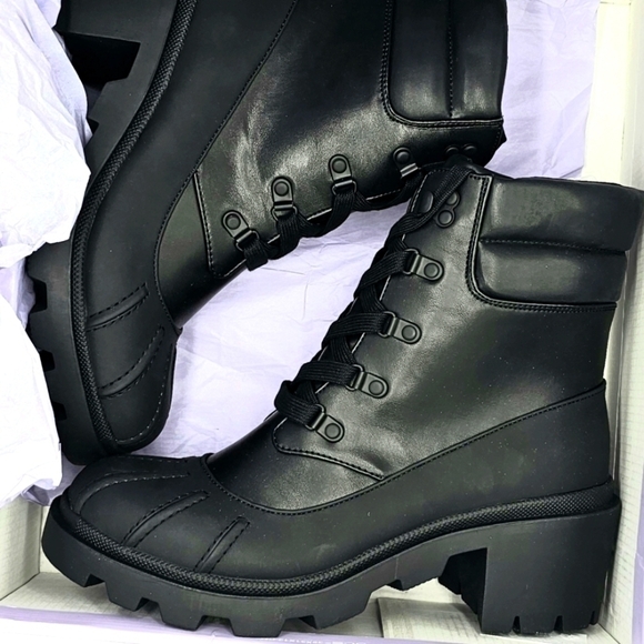 Madden Girl Black Zipper Platform Ankle Boots Size 10 Medium - Picture 5 of 12